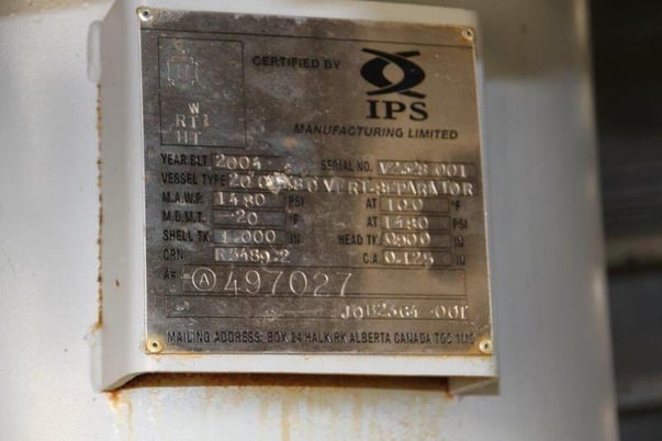 20" Sour Vertical Separator, 1480 psi, 2004 - Image 9