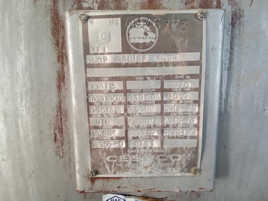 72" Sour Horizontal Separator Slop Relief Tank, 1979 - Image 3