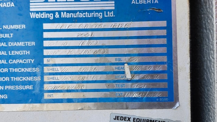 72" x 10' Flare knockout, 50 bbl, 1 psi, 2001 - Image 7