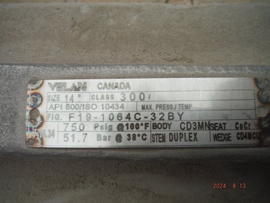 14" Velan, Gate Valve, 300# class - Image 2