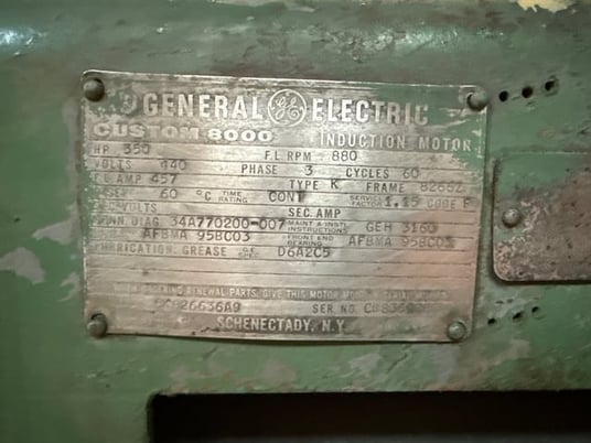 350 HP 900 RPM General Electric, Frame 8266Z, Drip-Proof Ball Bearing, 440 Volts - Image 1