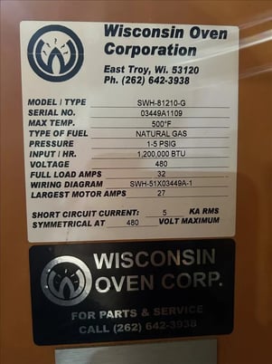 96" width x 120" H x 144" L Wisconsin, walk-in oven, 500&deg;F, gas fired - Image 4