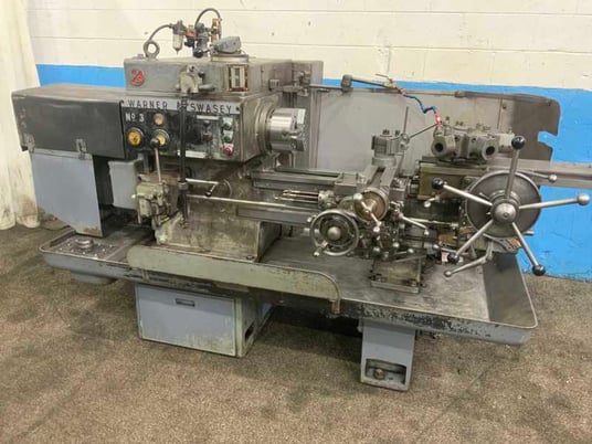 No. 3 Warner & Swasey, M2200, turret lathe, 15-3/8" swing, 3-jaw 8" chuck, 4 flange tool holders, coolant - Image 2