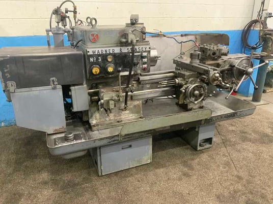 No. 3 Warner & Swasey, M2200, turret lathe, 15-3/8" swing, 3-jaw 8" chuck, 4 flange tool holders, coolant - Image 3