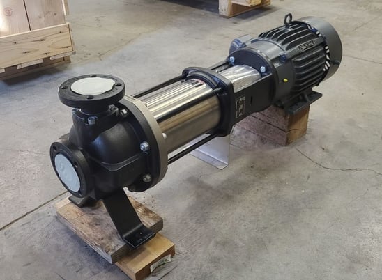 52 GPM @ 358' TDH, Grundfos #CR10-10H-G22-A-V-HQQV, horizontal multi-stage centrifugal pump package, unused - Image 1