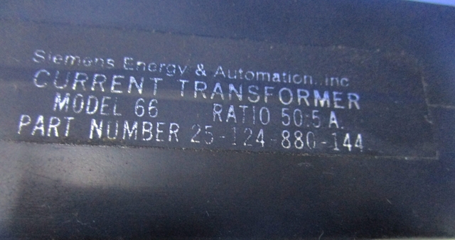 Siemens, 25-124-880-144 current transformer, 50:5A ratio, 600 VAC, 1 yr warranty - Image 3