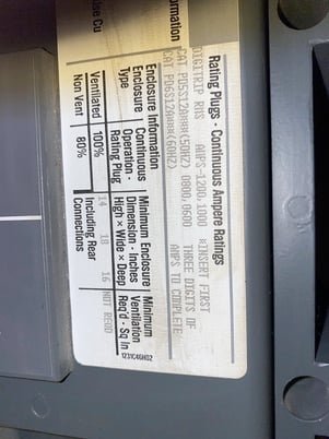 1200 Amps, Westinghouse, SPB-65, Pow-R Circuit Breaker, 3 Pole, 50/60 Hz, 240-600 V - Image 1