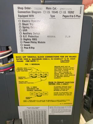 1200 Amps, Westinghouse, SPB-65, Pow-R Circuit Breaker, 3 Pole, 50/60 Hz, 240-600 V - Image 3