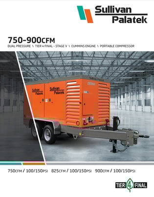 900 cfm, 70-150 psig, Sullivan / Palatek #D900PH4CU5, portable diesel compressor, brand new 2024 - Image 1