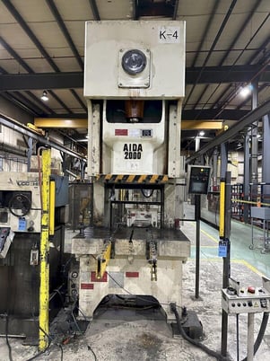 200 Ton, Aida #NC1-2000(2)E, single crank gap frame press, 54.7" x 33.1" bed, 9.84" stroke, 25-50 SPM, 4.33" - Image 3