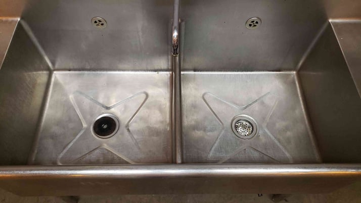Stainless Steel Triple Sink Cafeteria Basins & Faucets, 12.5' length - Image 2