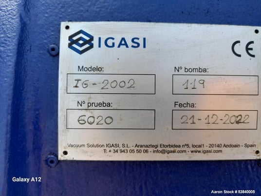 Igasi #IG2002, Liquid Ring Vacuum Pump, Suction Flow 2400 - 3900 m3/h; Vacuum 200 - 600" mm Hg, 1" G Shaft - Image 3