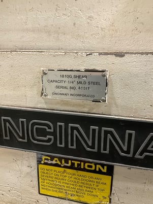 Cincinnati #1810G, Power Squaring Shears, 460 V - Image 2