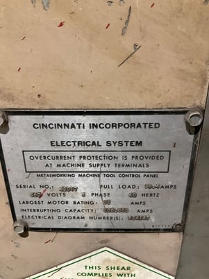 Cincinnati #1810G, Power Squaring Shears, 460 V - Image 4