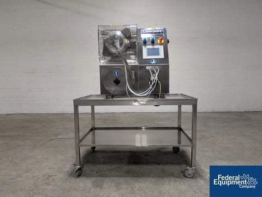 8.5" O' Hara LabCoat #BT, Coating Pan, Stainless Steel, spray gun w/ Watson Marlow peristaltic pump system - Image 1
