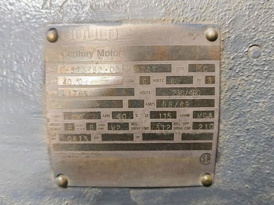 40 HP 1765 RPM Century, Frame 324T, 1.15 service factor, 230/460 Volts - Image 3