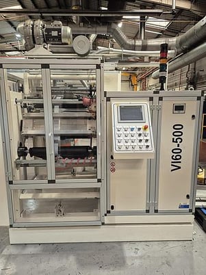 Laem #V160-500, doctor rewinder, 20" wide, 24" unwind/rewind, splice table, fife web guide, 2015 - Image 1