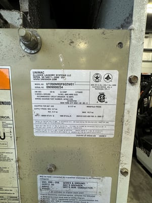 50 Lb. Unimac #UT050N, Natural Gas Heated Dryer, Reversing Cylinder, 130000 BTU/hr., 240 V, 2009 - Image 7