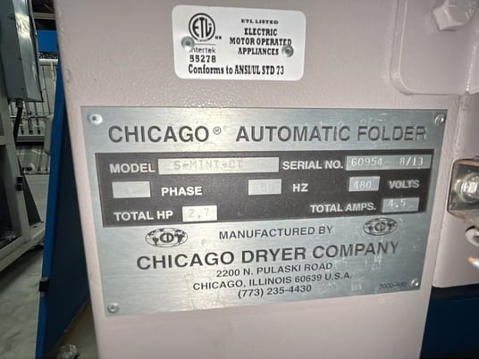 Chicago #S-Mini, Folder Crossfolder w/Stacker Conveyor, R.H. Crossfold Discharge, 2.7 HP, 480 V, 2013 - Image 10