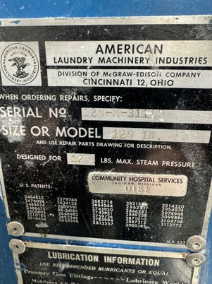 120" American Laundry Machinery #Super-Sylon, Steam Heated Flatwork Ironer, 125 lbs. max Steam Pressure - Image 5