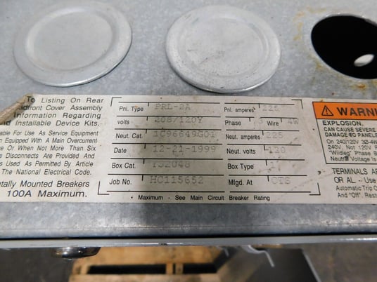 225 Amp. Cutler-Hammer, PRL2A, Pow-R-Line, panelboard, 208Y/120 Volts, 3 phase - Image 10