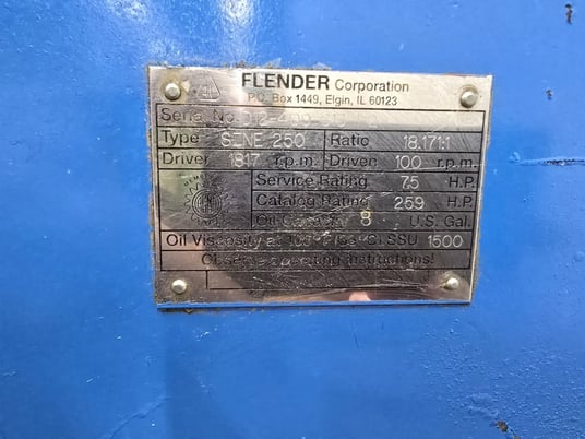 75 HP @ 1817 RPM, Flender #SZNE250, Gearbox, 18.71:1 Ratio - Image 2