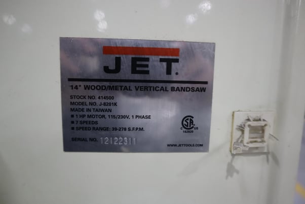 14" Jet #J-8201K, wood/metal vertical band saw - Image 7