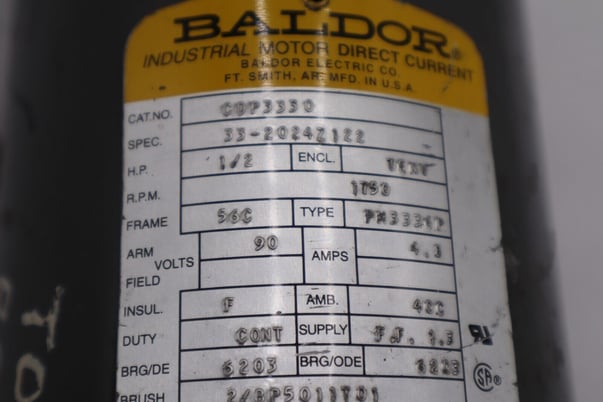 Baldor CDP3330 Motor 1750 RPM 4.8A 3336P 90VDC 5/8" STOCK 2172-A - Image 4