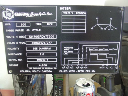 300 KVA 12470Y/7200 Primary, 480Y/277 Secondary, In stock, ready to ship - Image 1