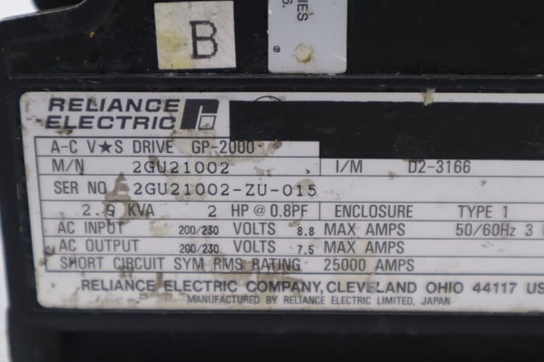RELIANCE ELECTRIC GP-2000 2GU21002 AC DRIVE 2HP STOCK 4215 - Image 5