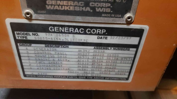 40 KW Generac #97A06508-S, Natural gas / Propane Generator, 120/240 Volts, 712 hours, load tested, 1997 - Image 8