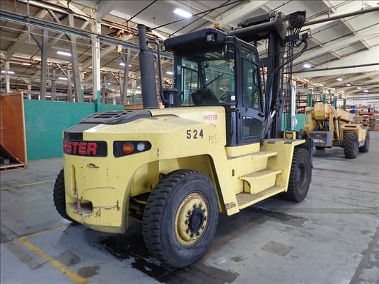 33700 lb. Hyster #H360HD, diesel forklift, dual pneumatic tire, 212" 2-stage mast, side shift, fork - Image 8