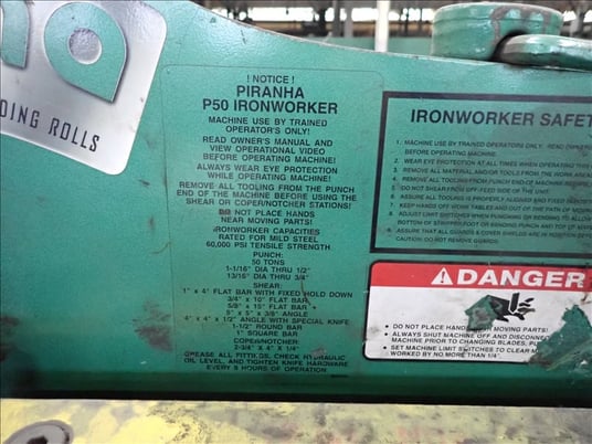 Piranha #P50, ironworker, 50 ton, tooling, serial #11100 - Image 7