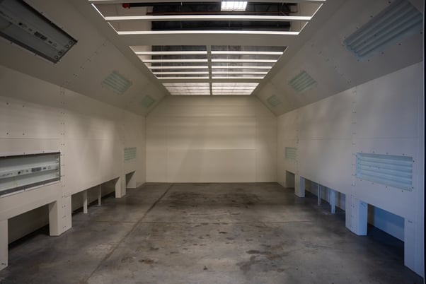 iDEAL, side-down draft paint spray booth, 26' L x 14' W x 9' 3" H, single phase 230 V. - Image 2