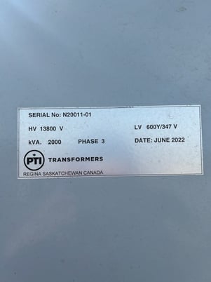 2000 KVA 13800 Primary, 600Y/347 Secondary, PTI, padmount transformer, Oil, June 2022 - Image 7