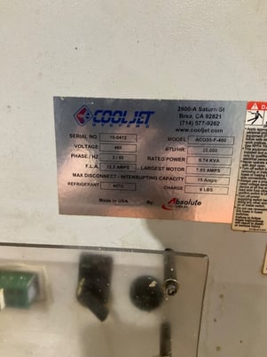 Cool Jet #ACO35-F-460, chiller, 30000 BTU, 460 V. - Image 2