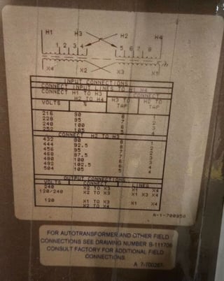 250 KVA 240x480 Primary, 120/240 Secondary, Acme Transformer TP-53024-3S - Image 4