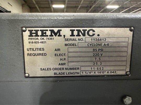 16" x 22" Hemsaw #Cyclone-A-4, Horizontal Pivot Bandsaw, Miter Arm, 1-1/4" x 16' 0" x .042" blade, new - Image 5
