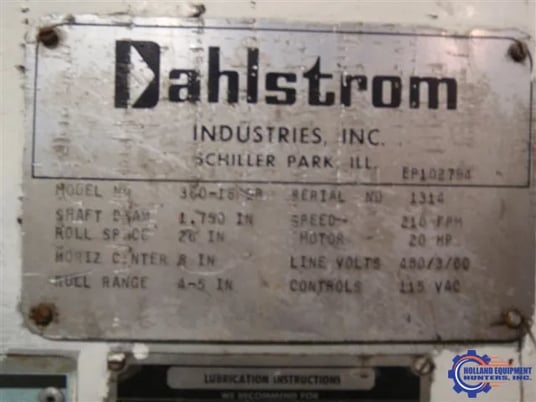 18 Stand, Dahlstrom #360-18-OB, 26" roll space, 1.75" shaft, Pendant Control, 1998, #1490 - Image 10