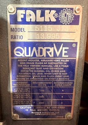 Falk #5115-J14, Quadrive Screw Conveyor Drive, 2.5" diameter Output Shaft, 13.995:1 Ratio, 5 HP, 1755 RPM - Image 6