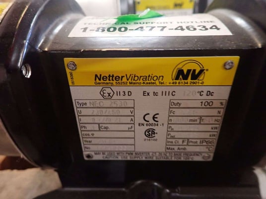 HP 1800 RPM Netter Vibration #3NEG-2570, Electric Vibrator, 3 Phase, 0.4/0.2 Amps, 230/460 Volts, 2017 - Image 3