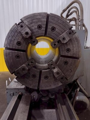 38" x 120" Poreba #TPL-90/M, hololow spindle lathe, 28" chk, 4-jaw, 12-1/2"hole, 5-250 RPM, forward & reverse - Image 2