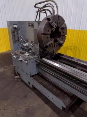 38" x 120" Poreba #TPL-90/M, hololow spindle lathe, 28" chk, 4-jaw, 12-1/2"hole, 5-250 RPM, forward & reverse - Image 5