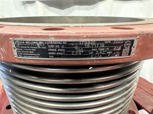 Stainless Steel Expansion Joint, 20.25" I.D. w/27.5" O.D. Flange, 100 psig, 600 F, Never Used, 2020 - Image 3