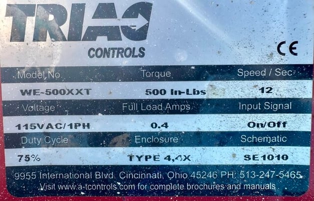 3" Triac #WE-500XXT, Butterfly Valve, Stainless/Carbon Steel, 500 in.lb. torque, 115 V - Image 4