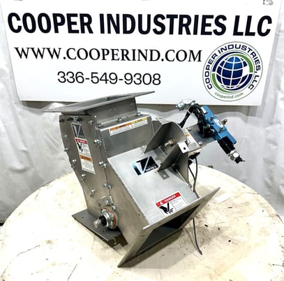 8" Vortex, Stainless Gravity Diverter Valve, Air Cylinder Actuated, 7.5" x 7.5" Inlet/Outlet, 18" tall, 12" x - Image 2