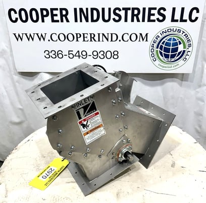 8" Vortex, Stainless Gravity Diverter Valve, Air Cylinder Actuated, 7.5" x 7.5" Inlet/Outlet, 18" tall, 12" x - Image 3