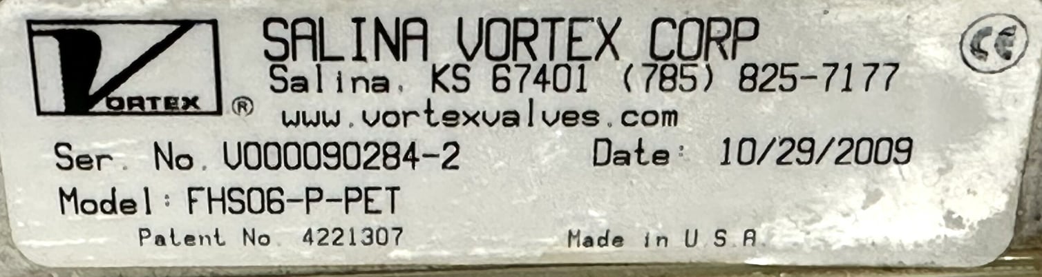6" Salina Vortex #FHS06-P-PET, Maintenance Gate Valve, Manual Slide Valve - Image 5