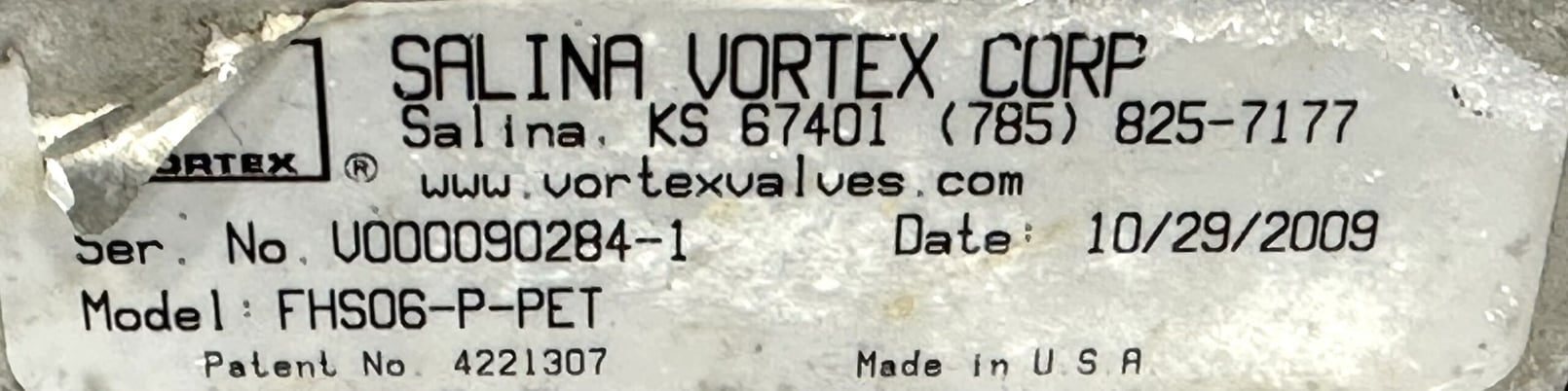 6" Salina Vortex #FHS06-P-PET, Maintenance Gate Valve, Manual Slide Valve - Image 6