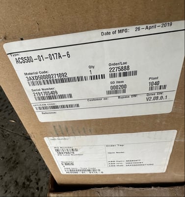 15 HP ABB, ACS580-01-017A-6, VFD, 600 Volts, 17 amps, new surplus, 2019 - Image 1